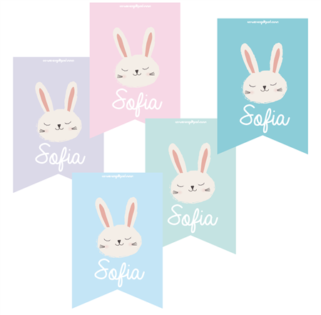 Stickers rect. gdes. Conejitos 16u Pers